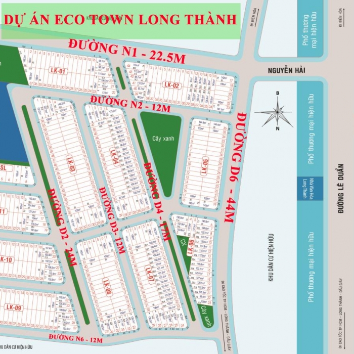Bán Đất dự án Eco Town Long Thành.Khu Độ Thị Loại IV Chỉ 800tr /100m2 (SHR) Từng Nền